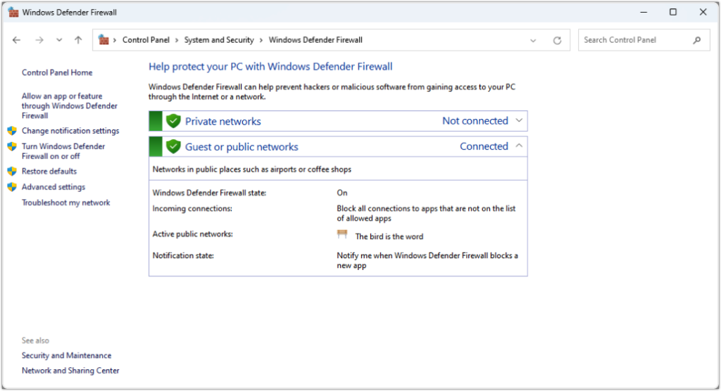 Built-in Windows Firewall