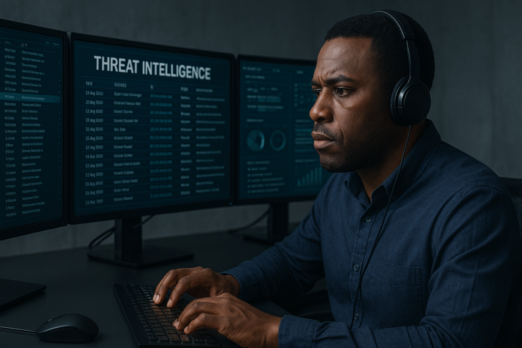 Cyber Threat Intelligence Analyst black man