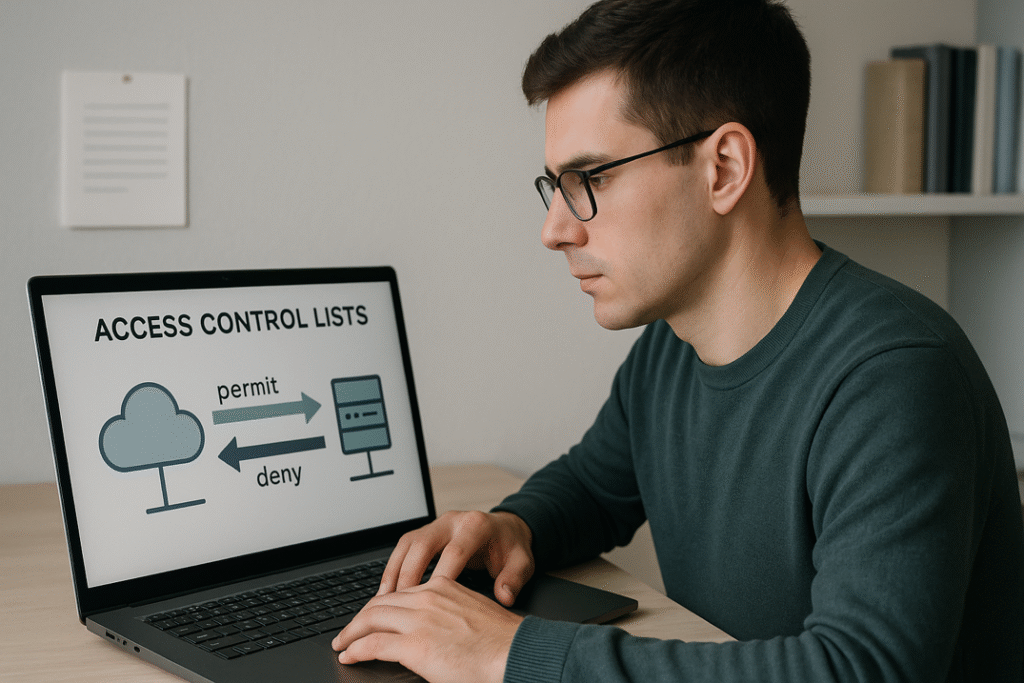 Learner studying access control lists